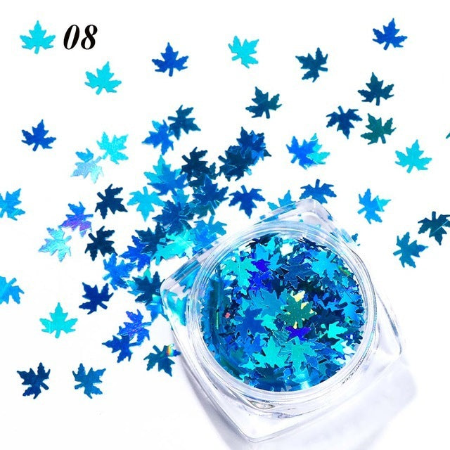 JMT-656906 Gradient Maple Leaf Nail Sequins for Nail Art and Craft Decoration