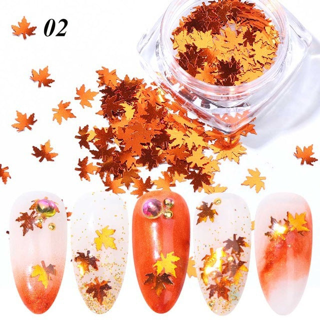 JMT-656906 Gradient Maple Leaf Nail Sequins for Nail Art and Craft Decoration