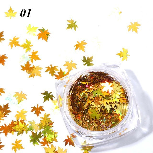 JMT-656906 Gradient Maple Leaf Nail Sequins for Nail Art and Craft Decoration