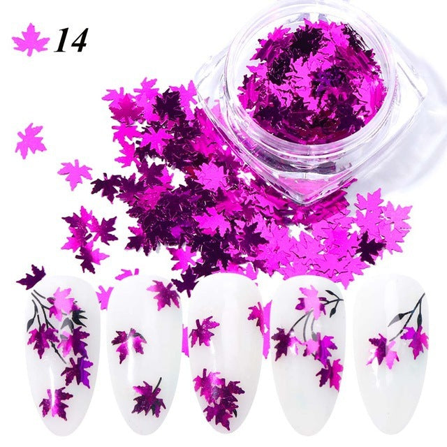 JMT-656906 Gradient Maple Leaf Nail Sequins for Nail Art and Craft Decoration
