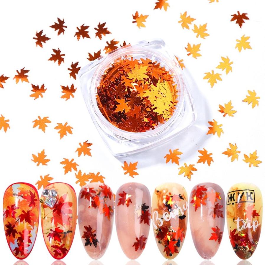 JMT-656906 Gradient Maple Leaf Nail Sequins for Nail Art and Craft Decoration