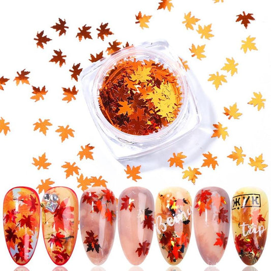 JMT-656906 Gradient Maple Leaf Nail Sequins for Nail Art and Craft Decoration