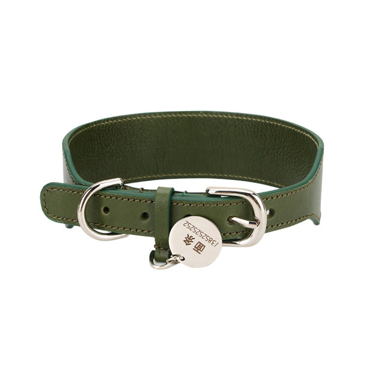 JMT-657098 Chic First Layer Cowhide Dog Collar with Ribbon Accents for All Occasions