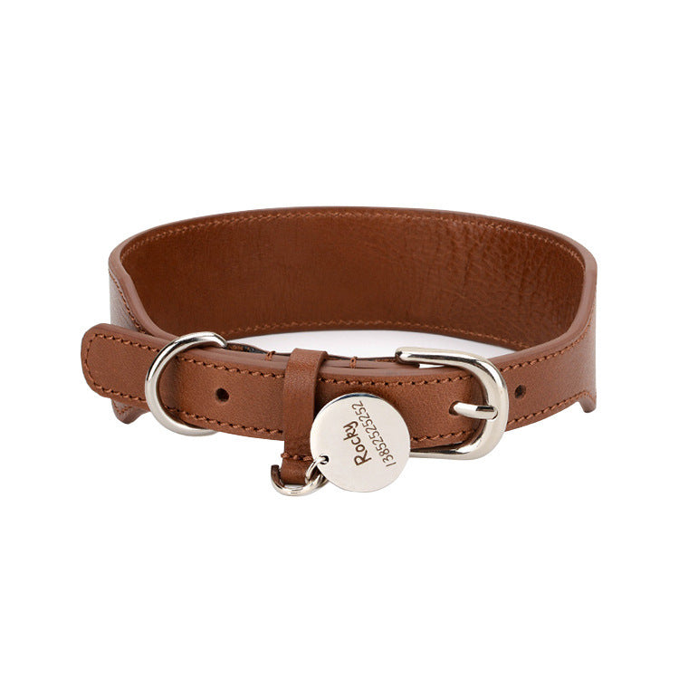 JMT-657098 Chic First Layer Cowhide Dog Collar with Ribbon Accents for All Occasions