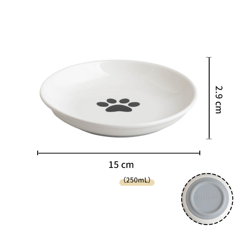 JMT-657930 Ceramic Cat Food Bowls with Non-Slip Silicone Base – Whisker-Friendly Shallow Dishes for Cats and Small Dogs, Dishwasher and Microwave Safe