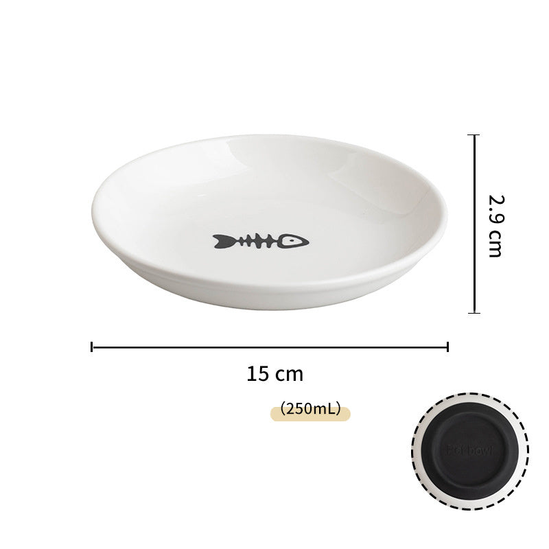 JMT-657930 Ceramic Cat Food Bowls with Non-Slip Silicone Base – Whisker-Friendly Shallow Dishes for Cats and Small Dogs, Dishwasher and Microwave Safe
