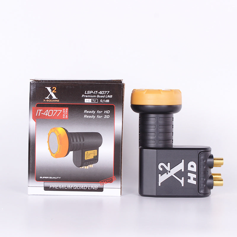 JMT-657930 Universal Ku Band Quad LNB for Satellite TV Receiver - Linear Polarized, HDTV Compliant, Superior Noise Performance