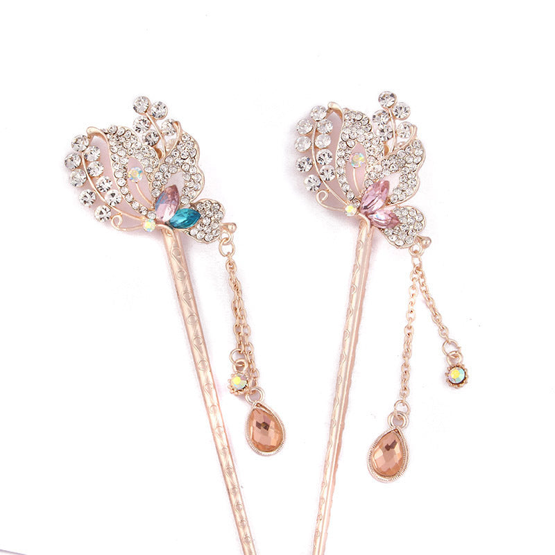 JMT-658442 Korean Style Flower Design Alloy Hairpin with Electroplated Finish