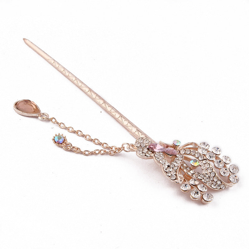 JMT-658442 Korean Style Flower Design Alloy Hairpin with Electroplated Finish