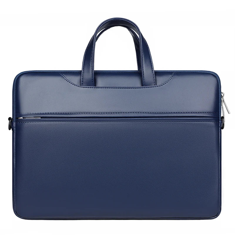 JMT-658570 PU Leather Waterproof Laptop Shoulder Bag - Portable Briefcase for Men and Women