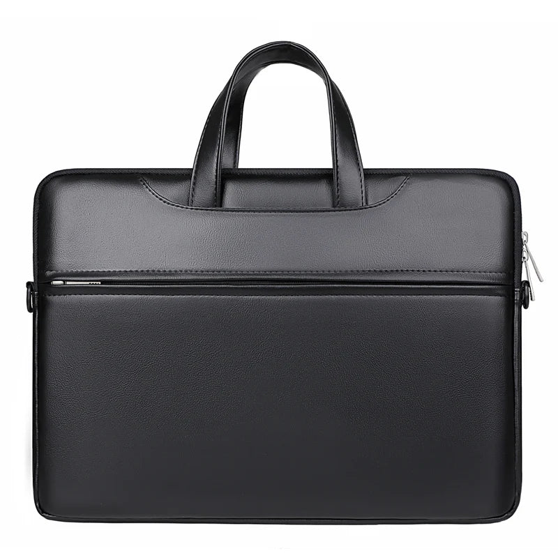 JMT-658570 PU Leather Waterproof Laptop Shoulder Bag - Portable Briefcase for Men and Women