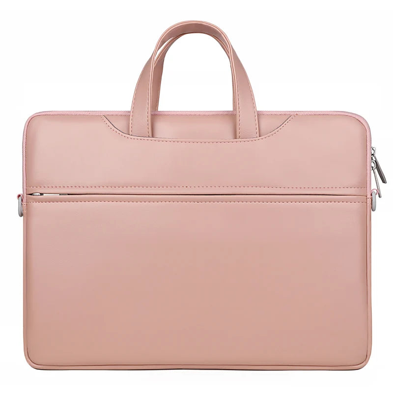 JMT-658570 PU Leather Waterproof Laptop Shoulder Bag - Portable Briefcase for Men and Women