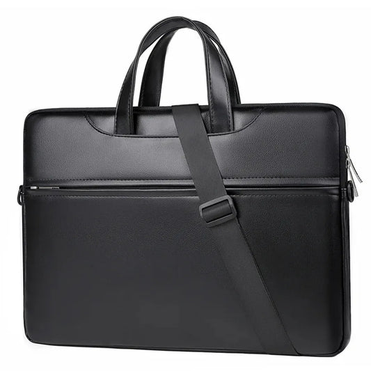 JMT-658570 PU Leather Waterproof Laptop Shoulder Bag - Portable Briefcase for Men and Women
