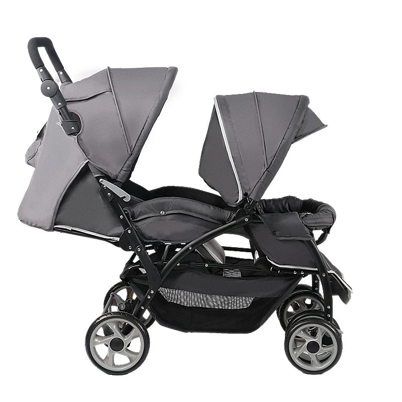 JMT-658762 Lightweight Foldable Double Seat Baby Stroller for 0-3 Years, 3-in-1 High Landscape Design