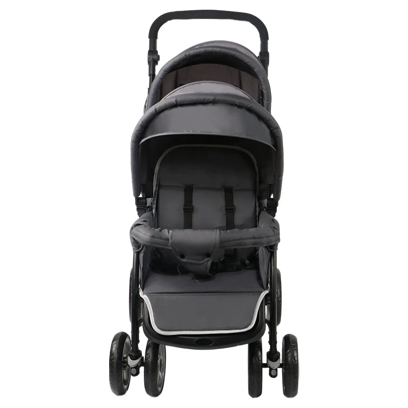 JMT-658762 Lightweight Foldable Double Seat Baby Stroller for 0-3 Years, 3-in-1 High Landscape Design