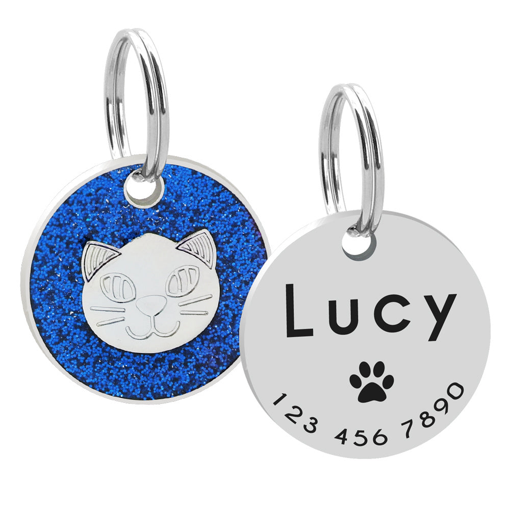 JMT-659082 Heart-Shaped Metal Keychain with Pet Cat Card Holder - 25mm