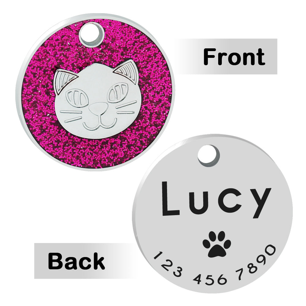 JMT-659082 Heart-Shaped Metal Keychain with Pet Cat Card Holder - 25mm