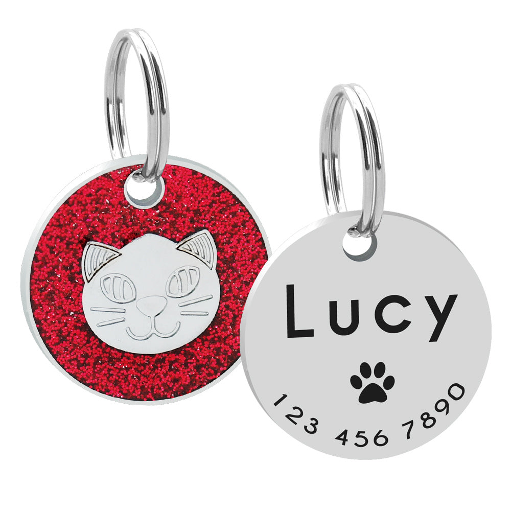 JMT-659082 Heart-Shaped Metal Keychain with Pet Cat Card Holder - 25mm