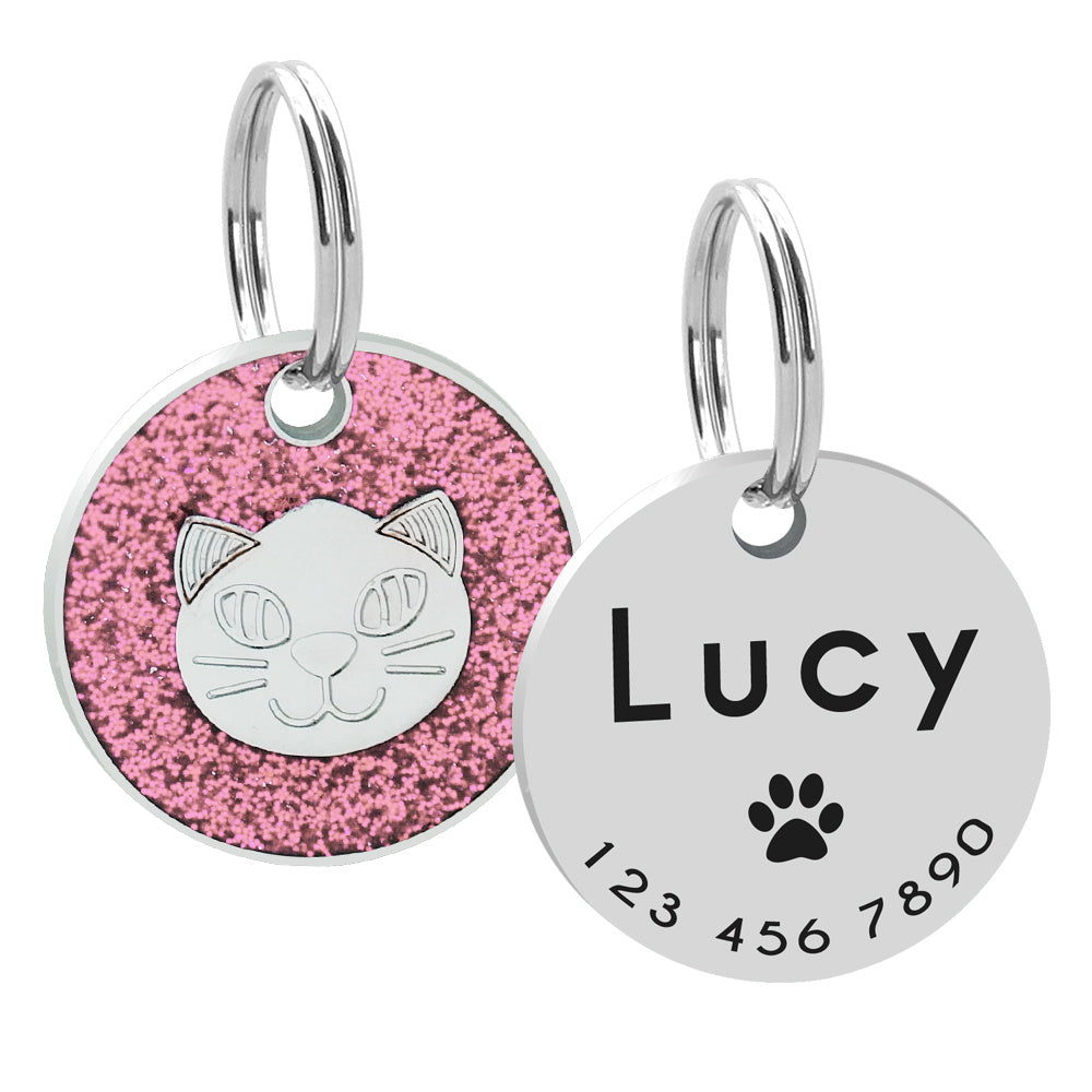 JMT-659082 Heart-Shaped Metal Keychain with Pet Cat Card Holder - 25mm