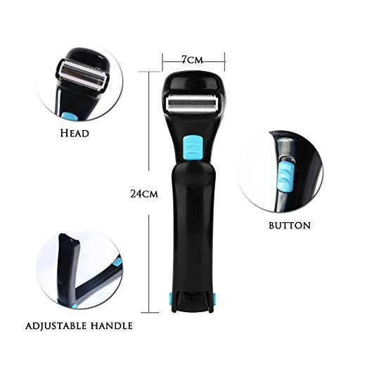 JMT-659146 Collapsible Electric Shaver with Long Handle for Easy Back Hair Removal