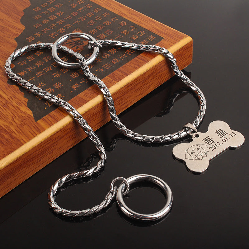 JMT-659402 Silver Metal Dog Collar - Durable and Stylish Pet Accessory