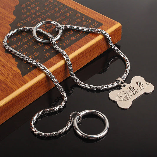 JMT-659402 Silver Metal Dog Collar - Durable and Stylish Pet Accessory