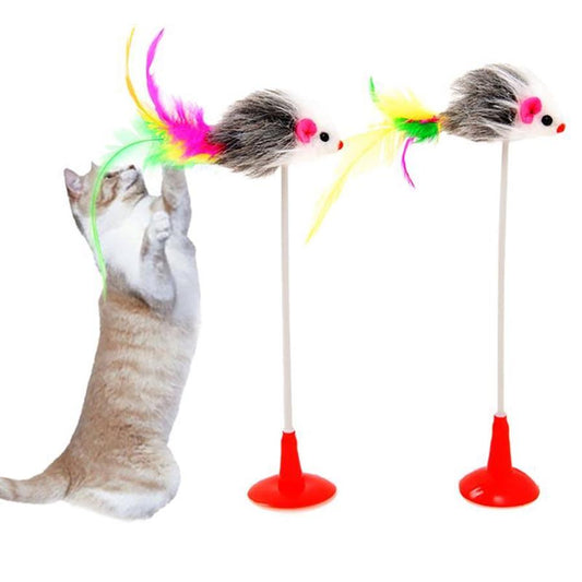 JMT-660042 Multicolor Cat Teaser Toy with Feather and Bells
