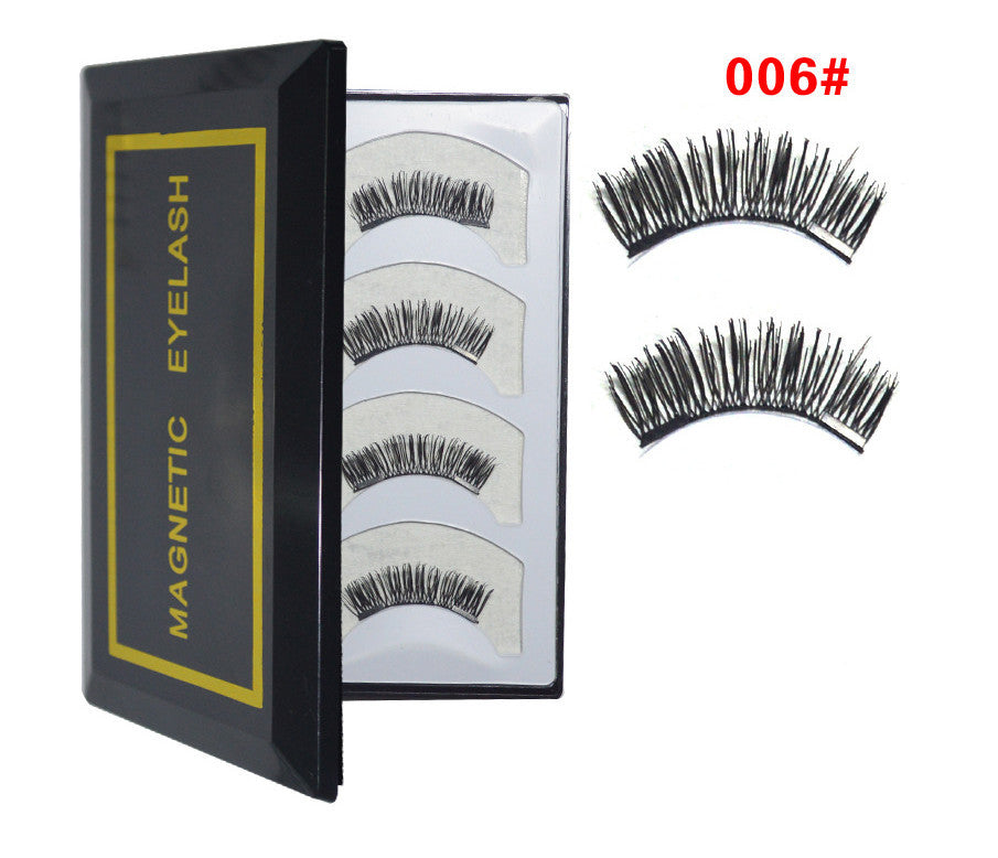 JMT-660170 Natural Long Magnet False Eyelashes with Plastic Cotton Thread Stem