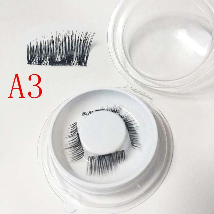 JMT-660170 Natural Long Magnet False Eyelashes with Plastic Cotton Thread Stem