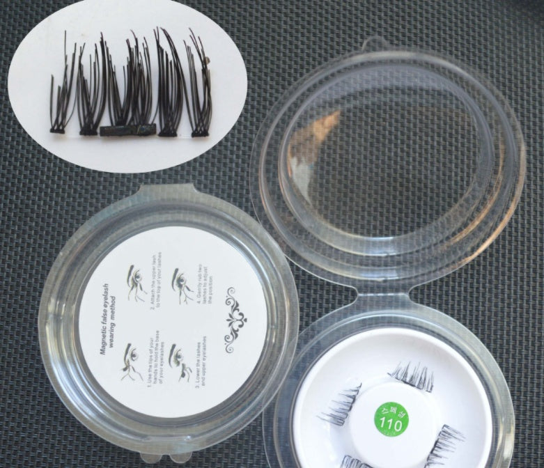JMT-660170 Natural Long Magnet False Eyelashes with Plastic Cotton Thread Stem