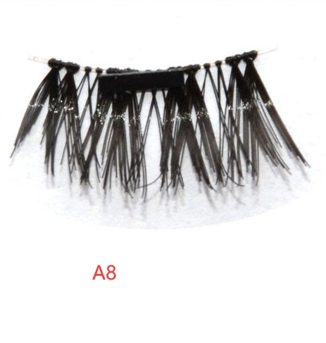 JMT-660170 Natural Long Magnet False Eyelashes with Plastic Cotton Thread Stem