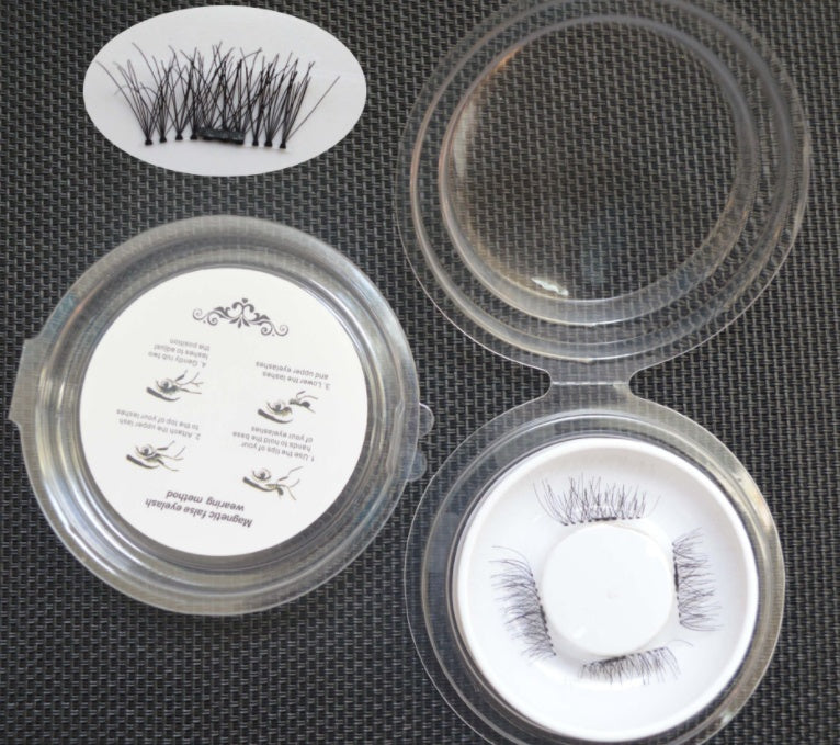 JMT-660170 Natural Long Magnet False Eyelashes with Plastic Cotton Thread Stem
