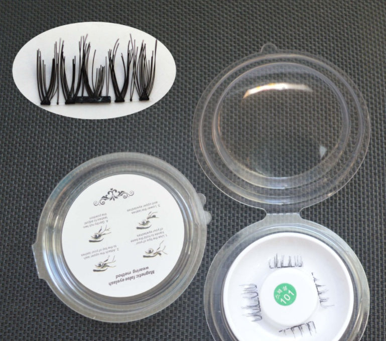 JMT-660170 Natural Long Magnet False Eyelashes with Plastic Cotton Thread Stem