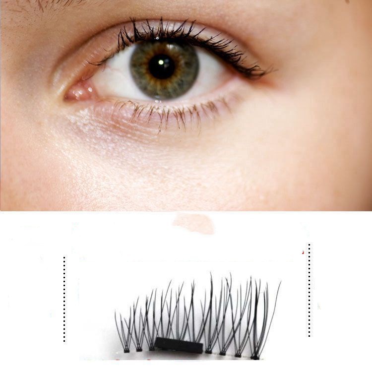 JMT-660170 Natural Long Magnet False Eyelashes with Plastic Cotton Thread Stem