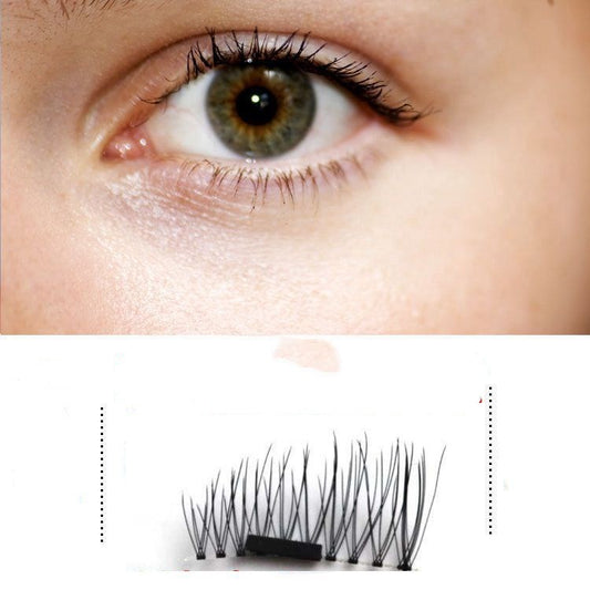 JMT-660170 Natural Long Magnet False Eyelashes with Plastic Cotton Thread Stem