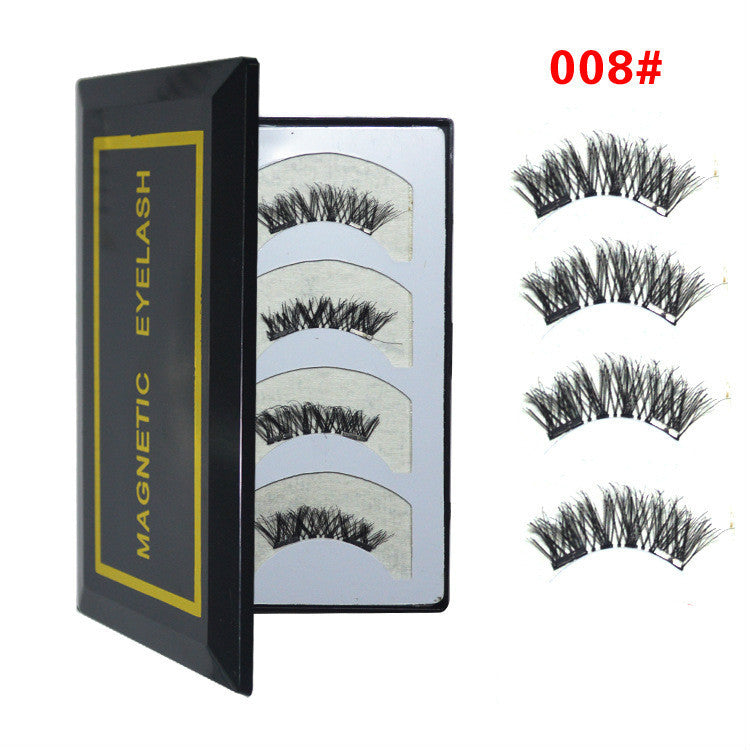JMT-660170 Natural Long Magnet False Eyelashes with Plastic Cotton Thread Stem