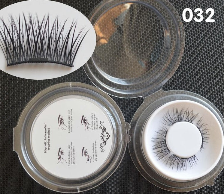 JMT-660170 Natural Long Magnet False Eyelashes with Plastic Cotton Thread Stem