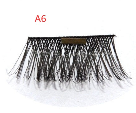 JMT-660170 Natural Long Magnet False Eyelashes with Plastic Cotton Thread Stem