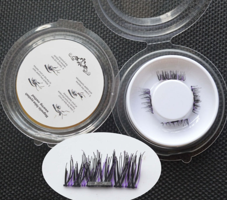 JMT-660170 Natural Long Magnet False Eyelashes with Plastic Cotton Thread Stem