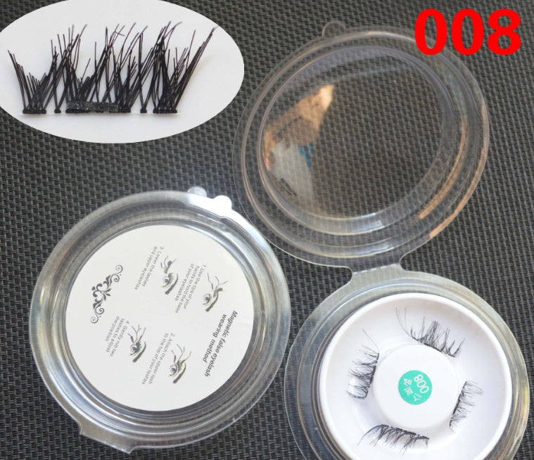 JMT-660170 Natural Long Magnet False Eyelashes with Plastic Cotton Thread Stem