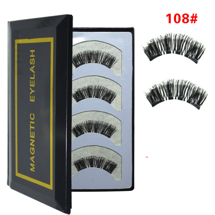 JMT-660170 Natural Long Magnet False Eyelashes with Plastic Cotton Thread Stem