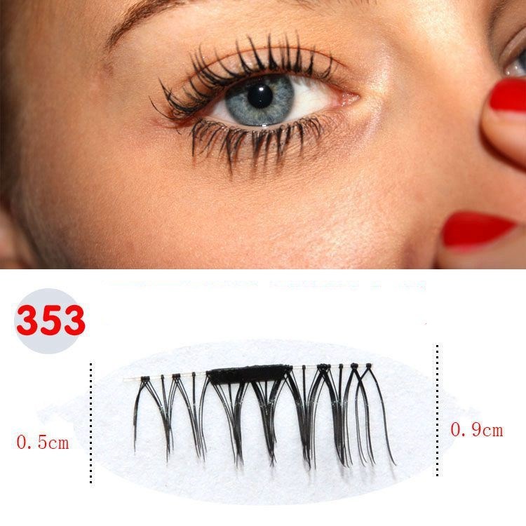 JMT-660170 Natural Long Magnet False Eyelashes with Plastic Cotton Thread Stem