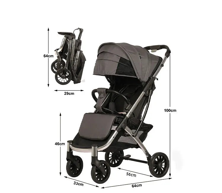 JMT-660234 Lightweight Foldable Baby Stroller with 20KG Capacity and Flax-Aluminium Frame for Toddlers