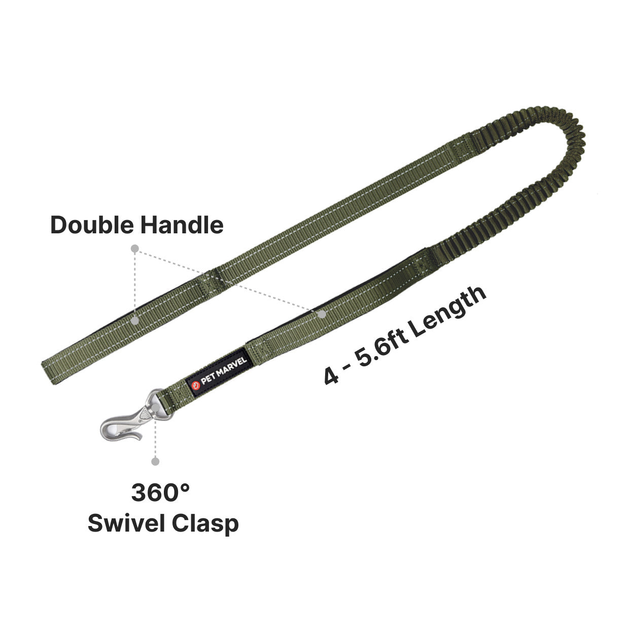 JMT-660234 Shock Absorbing Tactical Dog Leash with Dual Handles for Training and Safety