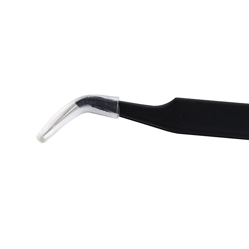 JMT-660362 Rhinestone Nail Tweezers with Straight Head and Elbow Design, Metal, Black
