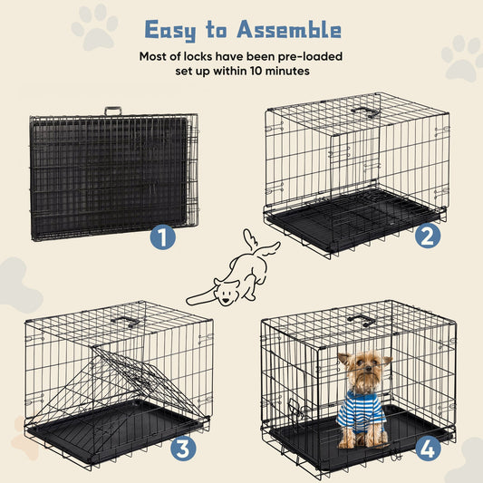 JMT-660362 Single Door Dog Cage - 24 to 30 Inches, Durable Metal Structure, Suitable for Small to Medium Dogs