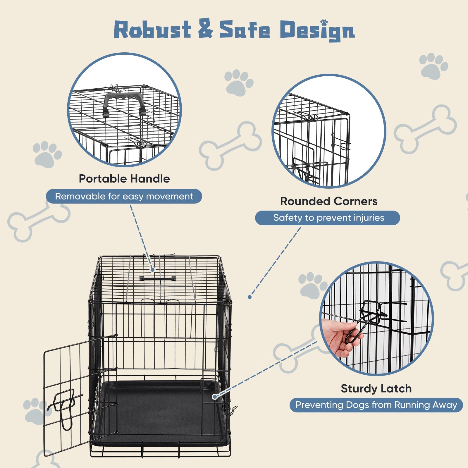 JMT-660362 Single Door Dog Cage - 24 to 30 Inches, Durable Metal Structure, Suitable for Small to Medium Dogs