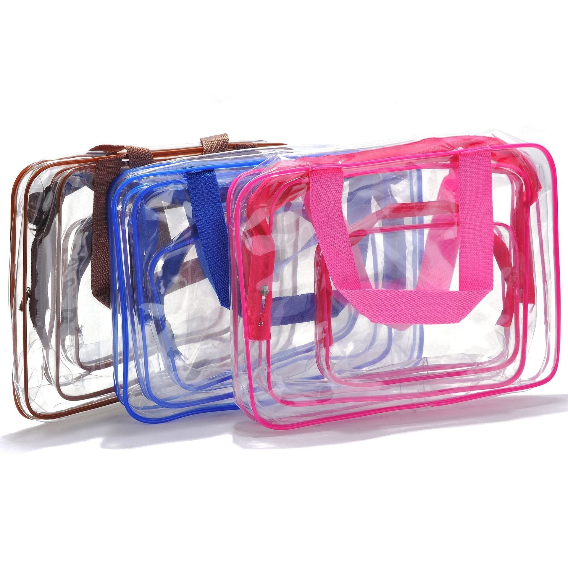 JMT-660490 Transparent PVC Travel Storage Bag Set – 3 Piece Toiletry Organizer for Cosmetics, Accessories, and More