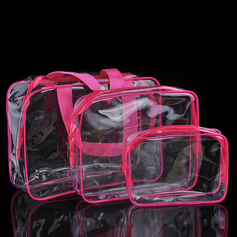JMT-660490 Transparent PVC Travel Storage Bag Set – 3 Piece Toiletry Organizer for Cosmetics, Accessories, and More