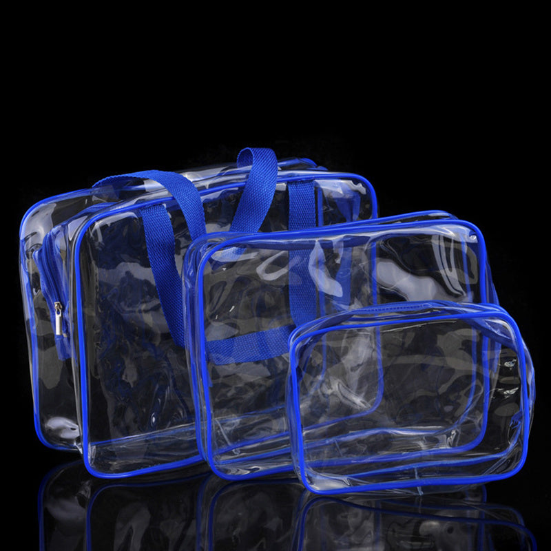 JMT-660490 Transparent PVC Travel Storage Bag Set – 3 Piece Toiletry Organizer for Cosmetics, Accessories, and More